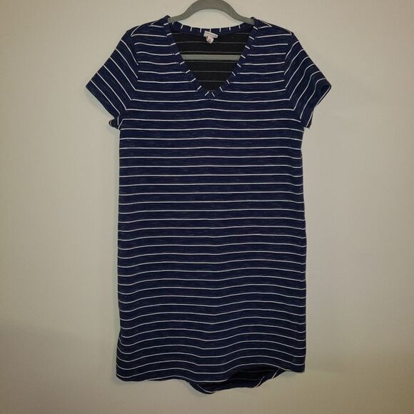 COPY - MERONA NAVY AND WHITE STRIPE T SHIRT DRESS SIZE XL - Picture 1 of 5